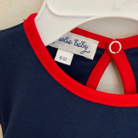 Magnolia Baby Red, White, Blue Cute Flag Flutters Dress 6mo 4th of‎ July - Picture 3 of 3